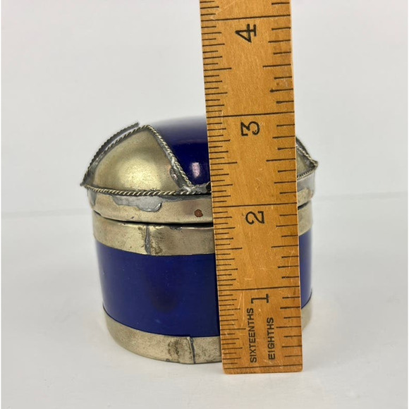 Cobalt Blue Glazed Terra Cotta Moroccan Safi Pottery Container Jar - Picture 6 of 7